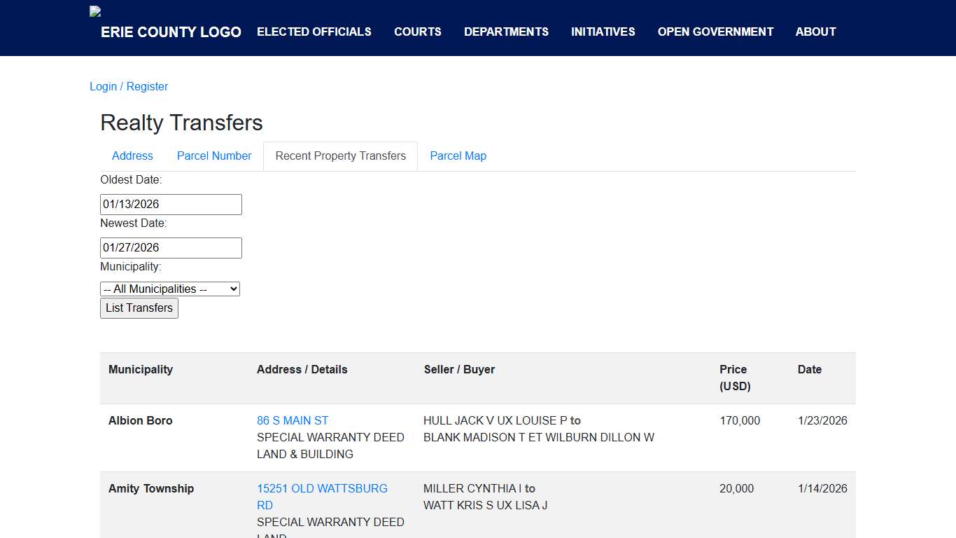 Recent Property Transfers