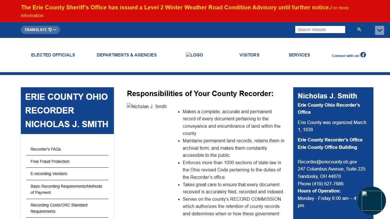 Erie County Ohio Recorder Nicholas J. Smith