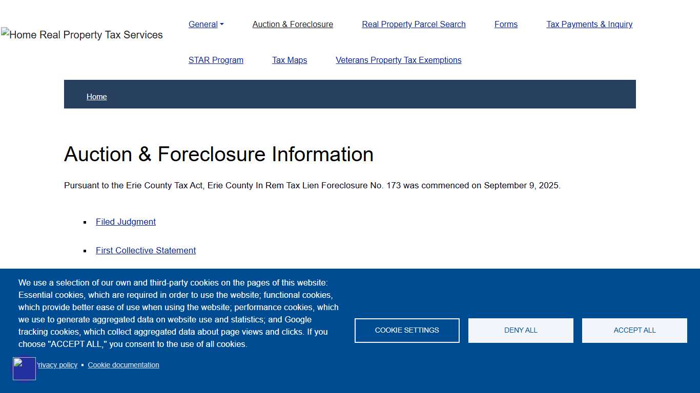 Auction & Foreclosure Information Real Property Tax Services